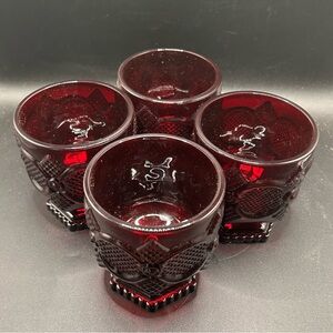 Vintage Avon Cape Cod 1876 Ruby Red Footed Glasses